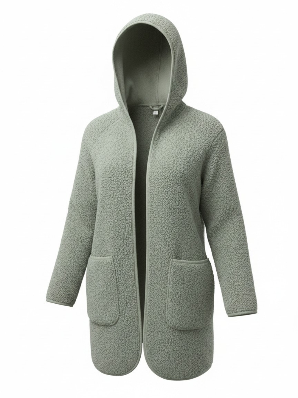 JOIE | Teddy Sherpa Open Front Jacket Sage Olive Green Patch Pocket Coat | L